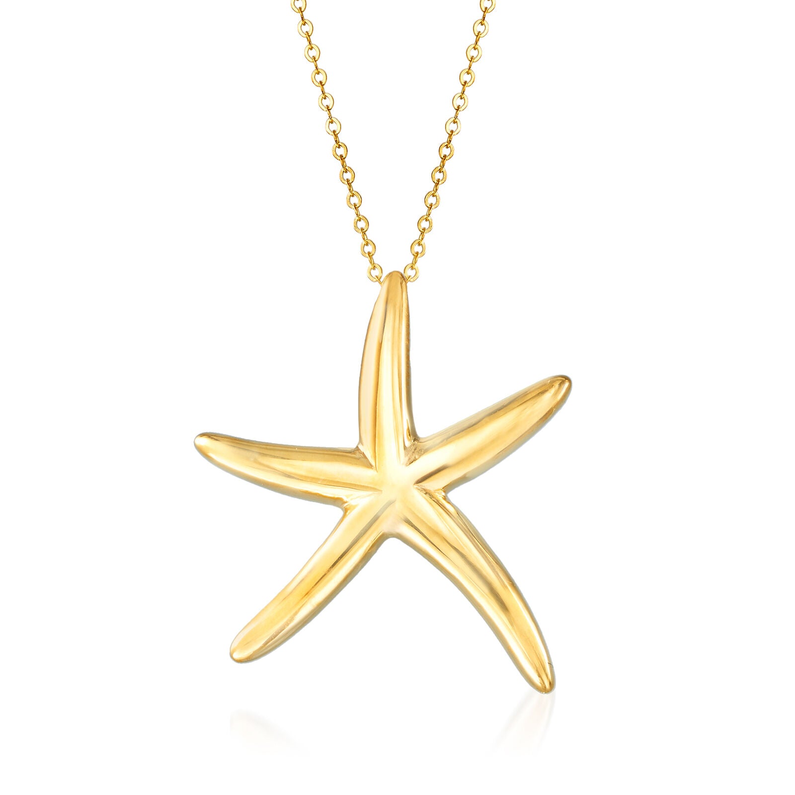 Yellow Solid Gold Starfish Pendant